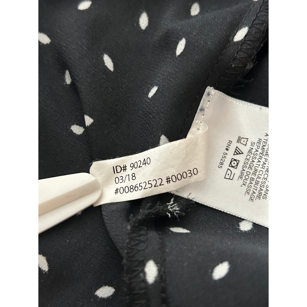 Express Black White Polka Dot V-Neck Button Front High Low Blouse Medium (0469) - Picture 7 of 13